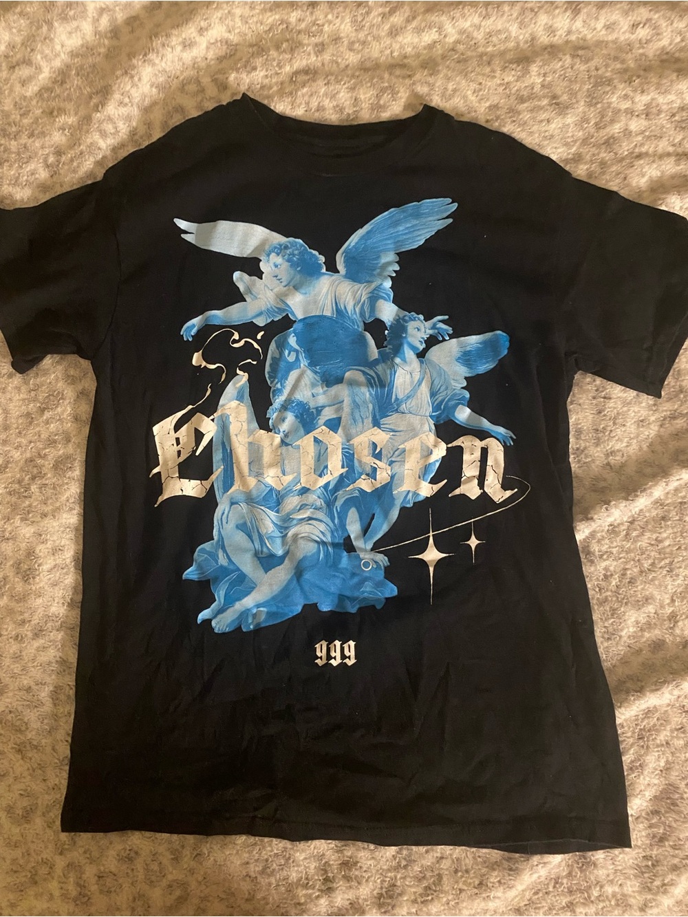 Black 'Chosen' Graphic Tee with Blue Angels Print